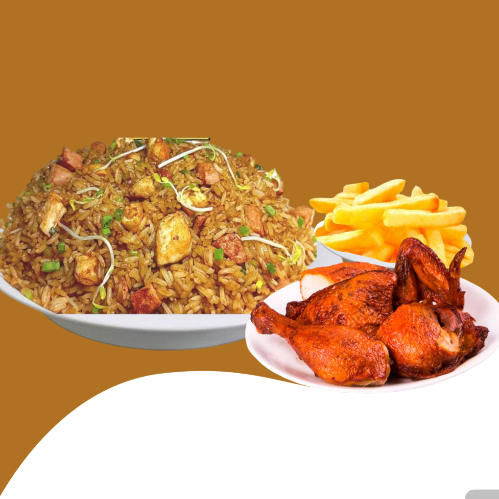 Arroz Chino 3 Personas + Medio Pollo + Papas
