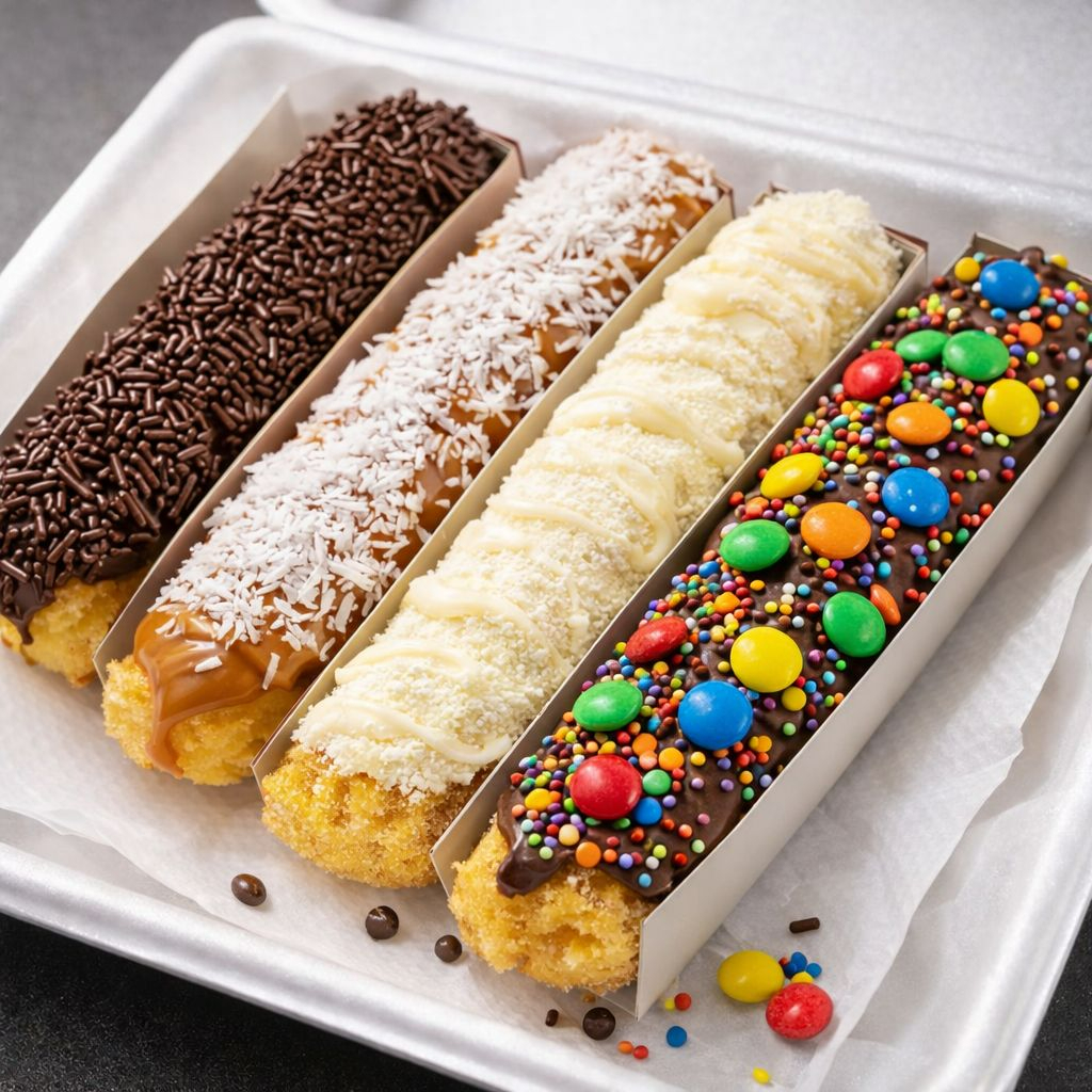 Na compra de 4 churros deitados o 5º é totalmente grátis !