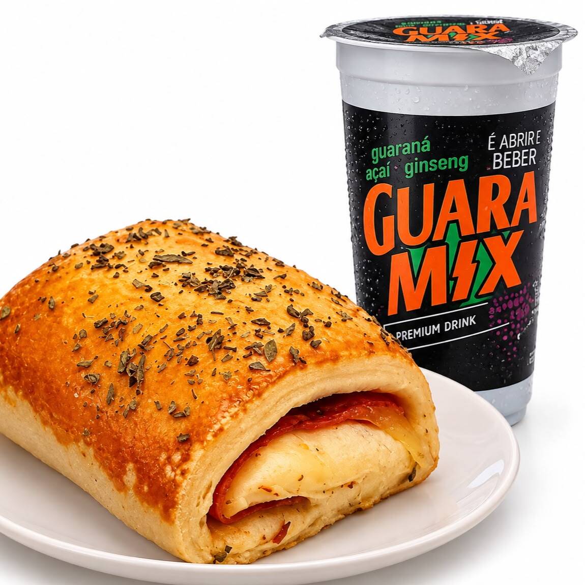 1pão pizza misto + guaramix