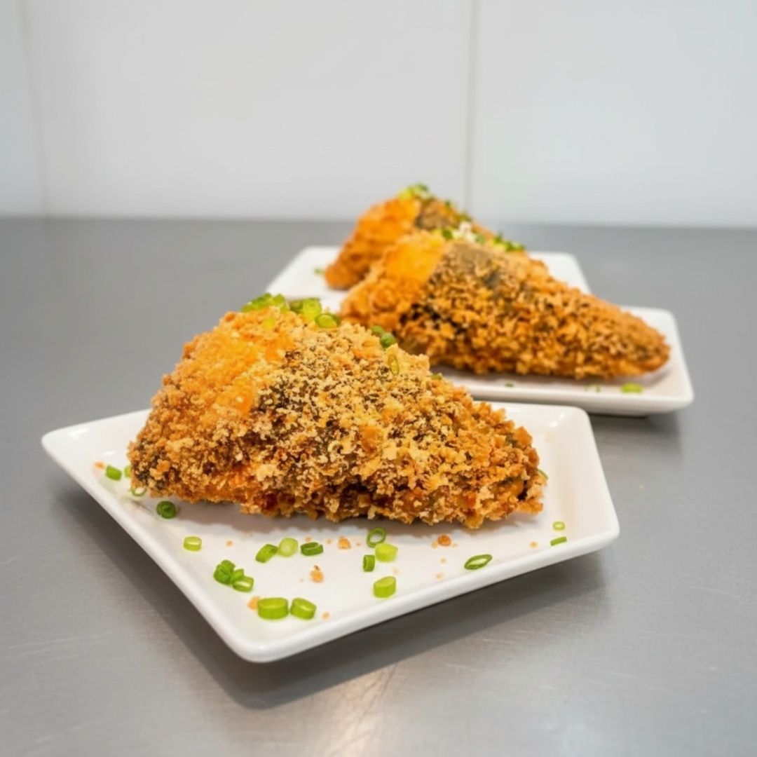 2 temake kani empanado farinha panko recheado com kani creme e arroz japonês