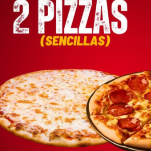 2 Pizzas sencillas 30cm peperoni y quesos