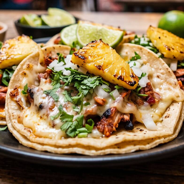 Tacos Al Pastor con Queso
