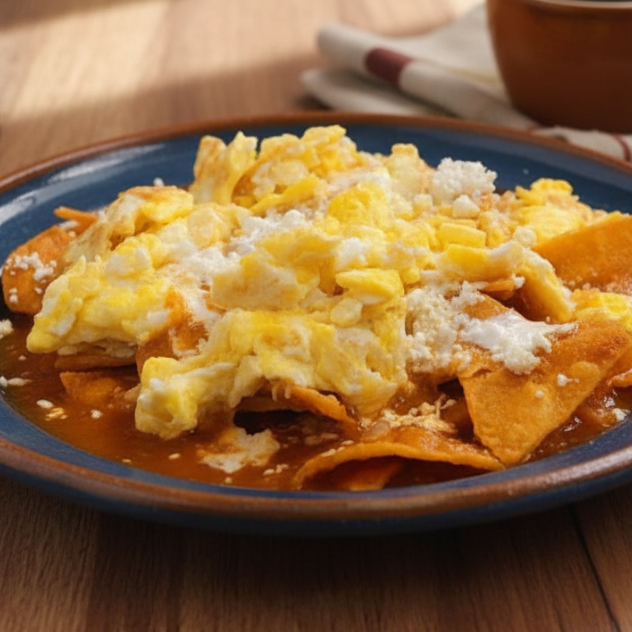 Chilaquiles Grandes con Huevo Revuelto