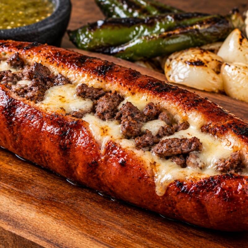 Salchicha Asada Con Carne Asada