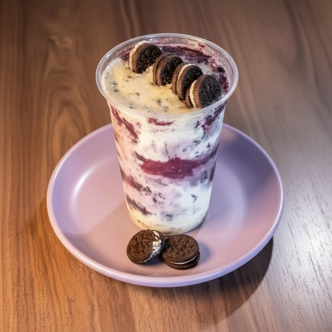 Delicioso creme de açaí Leite Po, Creme Ninho e Biscoito Oreo