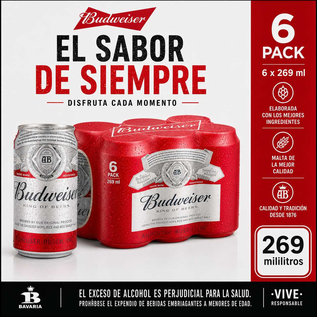 Budweiser Lata X 269 Ml SIX PACK