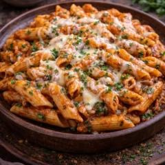 Penne à Bolonhesa preparado com molho de carne bem temperado, massa no ponto certo e muito sabor. A combinação perfeita para uma refeição deliciosa. Peça agora!