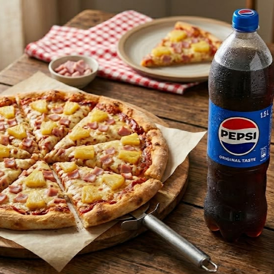 Pizza Hawaiana Mediana con Pepsi de 1.5lts.