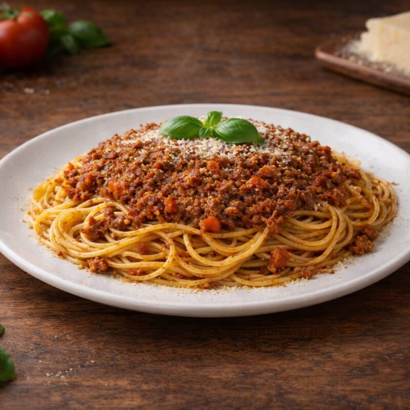 Delicioso Macarrão Com Carne Moída Suculenta Envolvido Em Um Cremoso Molho Branco, Criando Uma Combinação Saborosa E Irresistível.