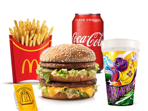 Oferta composta por: 1 (um) sanduíche Big Mac, 1 acompanhamento, 1 (um) Refrigerante servido no copo de 400ml, 1 (um) molho blíster e 1 (um) Copo edição exclusiva da Copa do Mundo da Fifa 2026. Imagens Meramente Ilustrativas