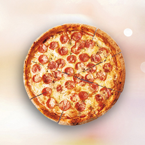 Calabresa, mussarela, molho de tomate e orégano.