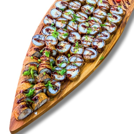 20 hot roll  salmão, 20hot roll  atum, 20 hot roll  skin + 1 yakisoba misto grande + 1 coca cola 2L