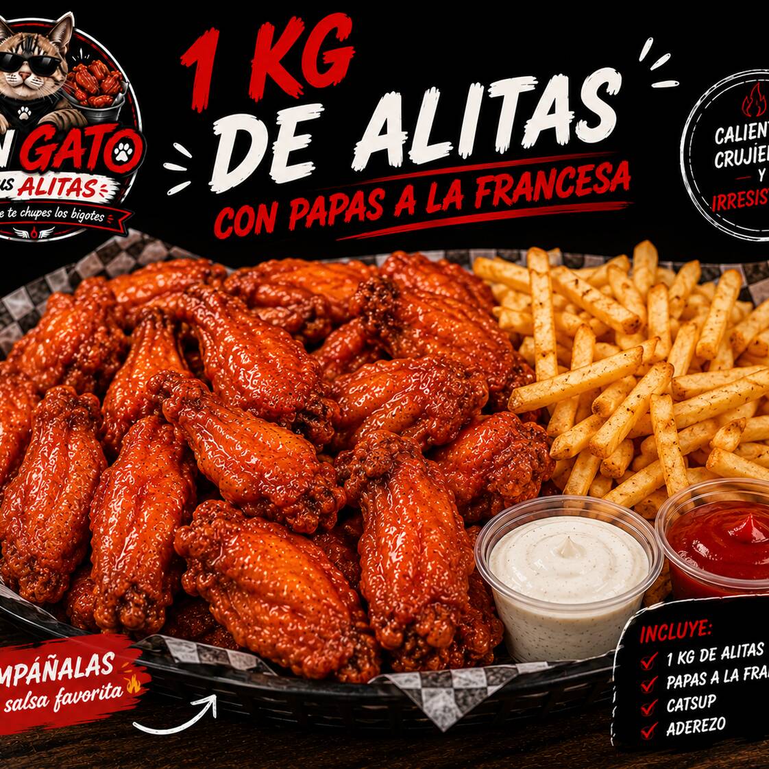 1 Kg de Alitas + Papas a la francesa