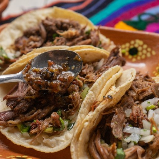 5 Tacos de Barbacoa de Res