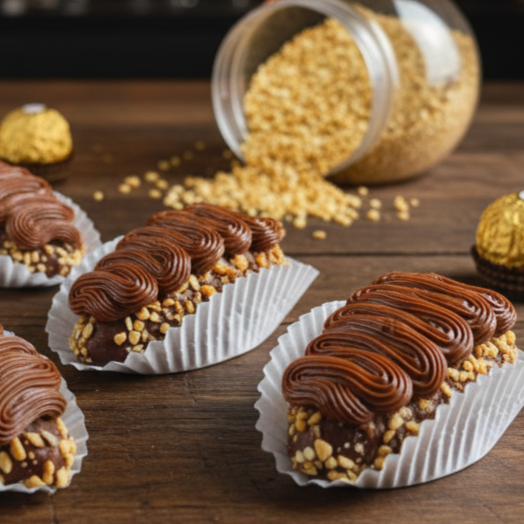 Coxinha de Brigadeiro, Recheada com morango e Cobertura de Amendoim e Nutella. Pra quem ama chocolate !!!