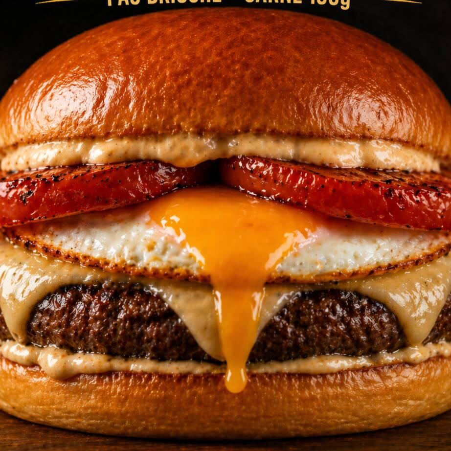 PÃO BRIOCHE CARNE 130 SMASH, QUEIJO DERRETIDO, OVO CAIPIRA, TOMATE CHAPEADO, MOLHO ESPECIAL