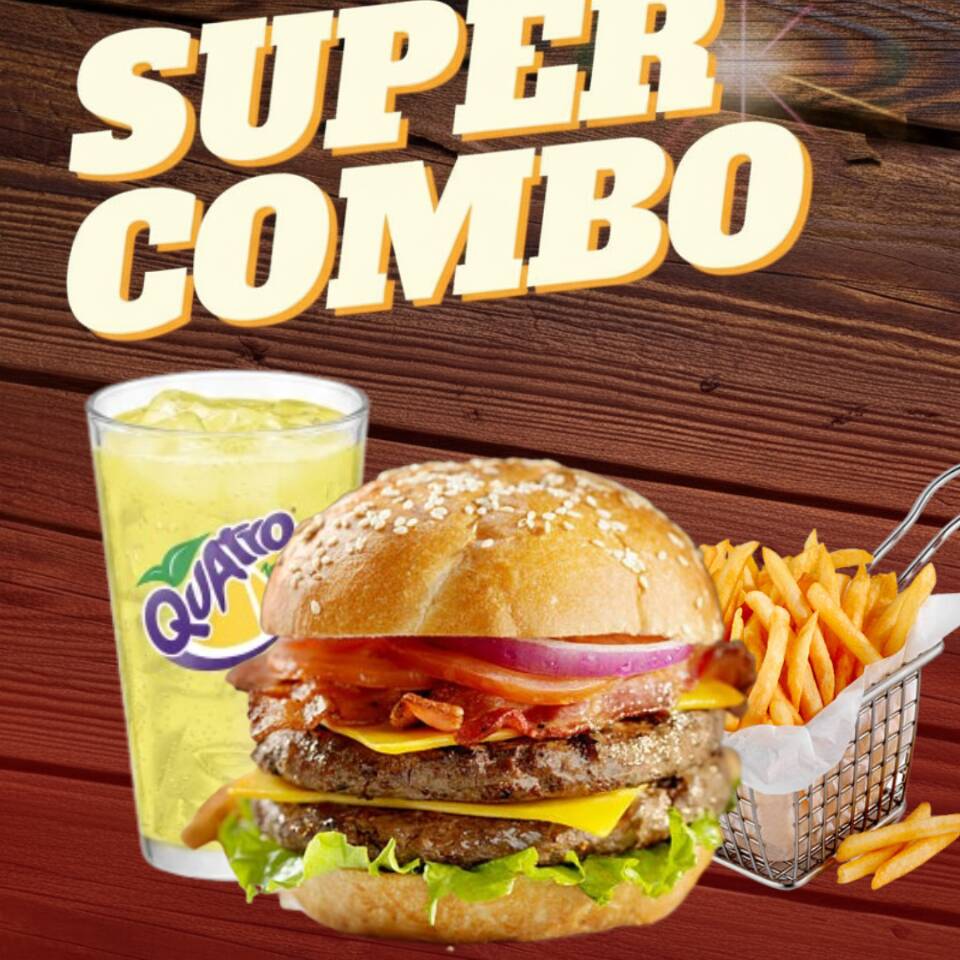 2 Hamburguesas doble + Papas + 2 Quatro