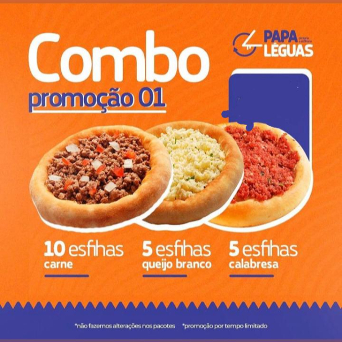 10 esfihas de carne + 5 esfihas de queijo branco + 5 esfihas calabresa