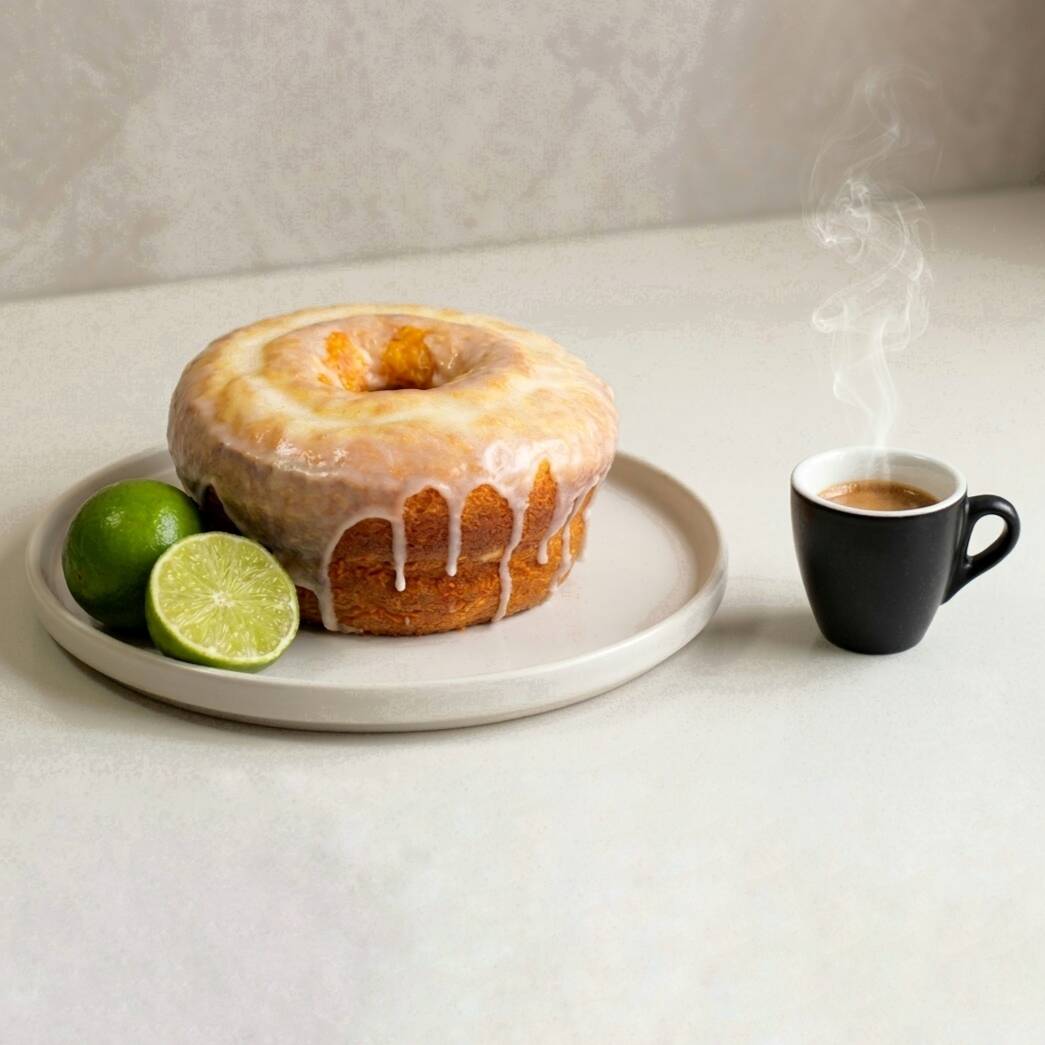 Bolo fofo de leite, com raspas de limão na massa e coberto com uma deliciosa calda de limão. Tamanho médio aprox. 500gr, serve em média 8 a 12 fatias.