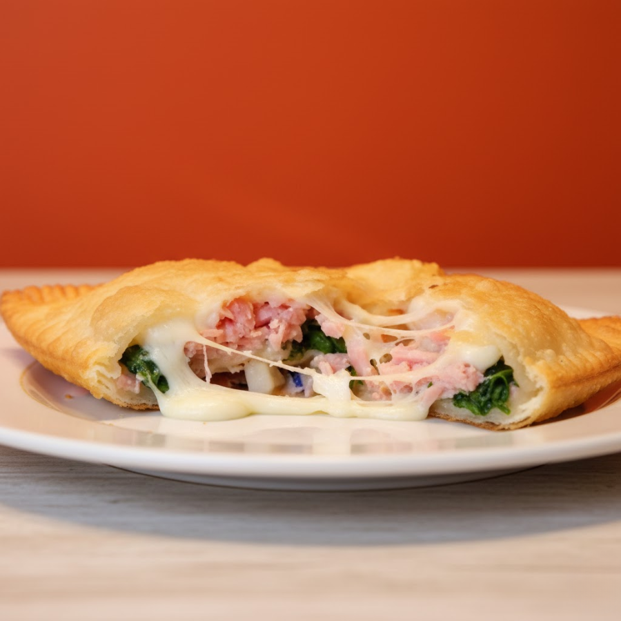 Pizza Portuguesa, uma deliciosa combinação de queijo mussarela, presunto de alta qualidade, tomate picado, azeitona picada, ovo cozido e orégano.
São 25x10cm de massa crocante, sequinha, recheada de ponta a ponta, preparado e frito na hora.
*imagem ilustrativa