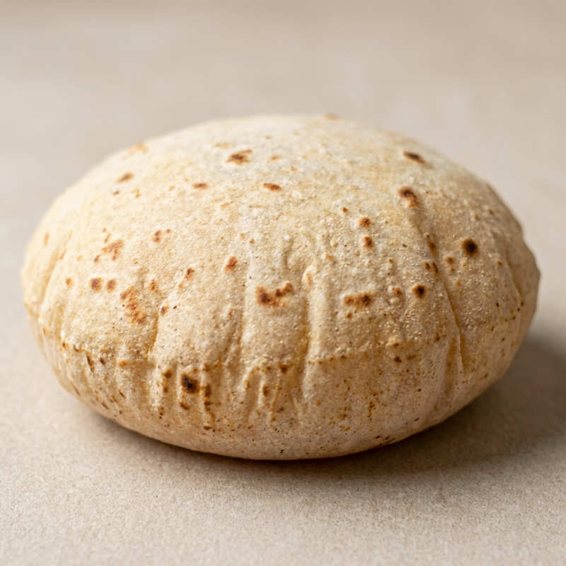 Pão de farinha de trigo integral assado na tawa (chapa de ferro) e assado do fogão