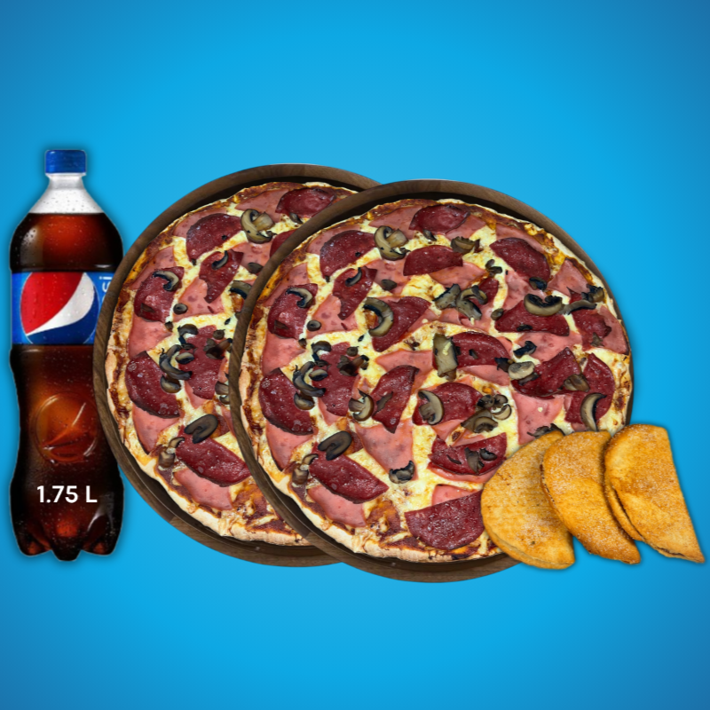 Combo 3 (2 Pizzas, Refresco y Postre)