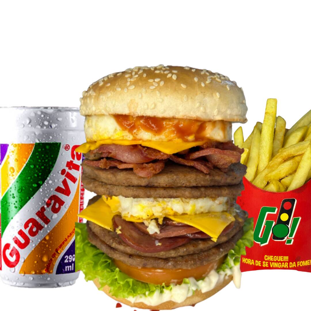 X Triplo Picanha 120gr + batata + bebida