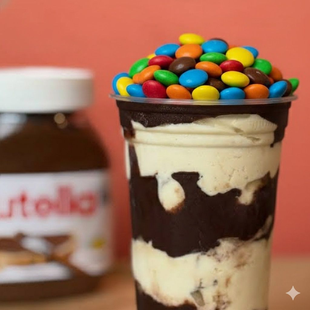 Açaí, Nutella, Ninho, leite em Pó e Confete.