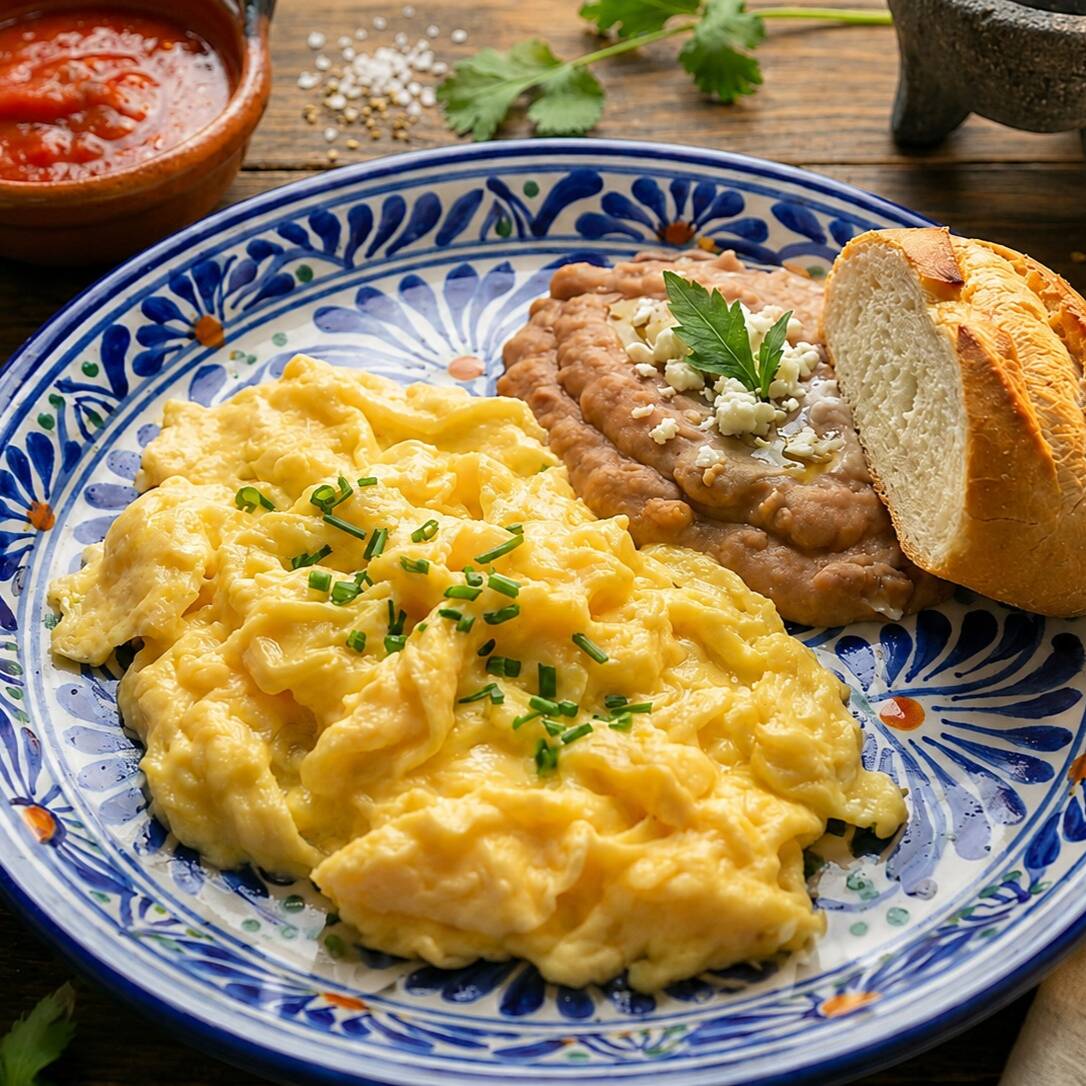 Huevos Revueltos con Frijoles refritos