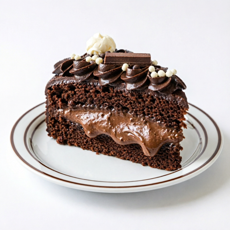 BOLO EM FATIA MASSA DE CHOCOLATE .COM RECHEIO CREMOSO DE BRIGADEIRO