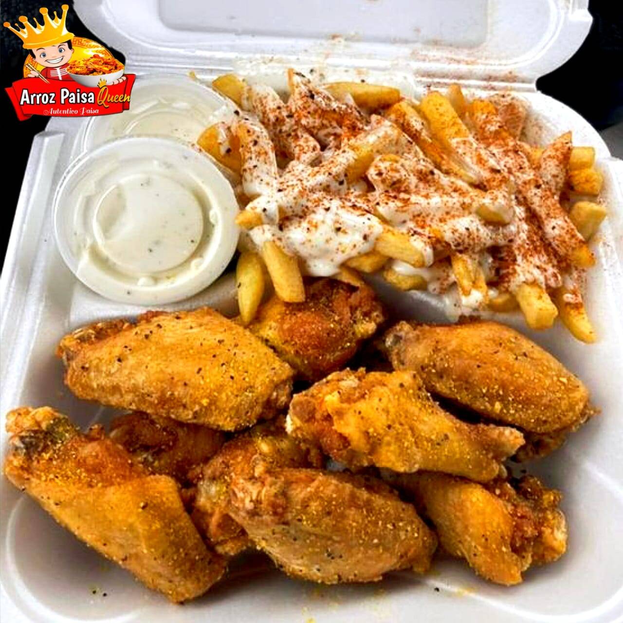 10 Alitas Broaster + Papas Francesas