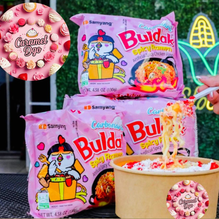 Charola Buldak Rosa Con Elote Y Tostitos