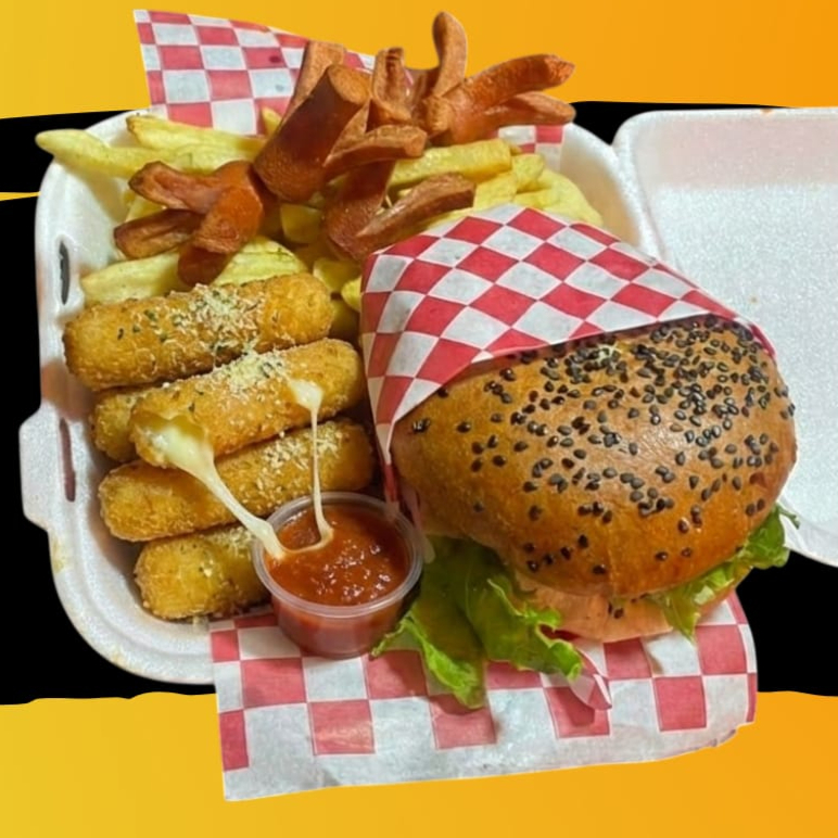 Combo - 1 burger + 6 dedos + salchipulpos