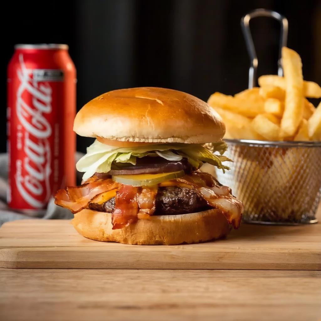 1 Rb Super Bacon + 1 batata frita 150g + 1 refrigerante lata.