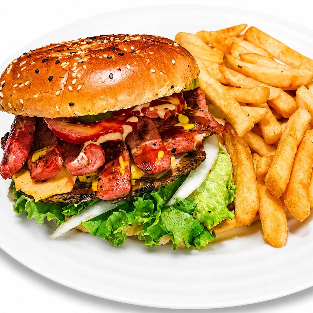 HAMBURGUESA ESPECIAL CON PAPAS