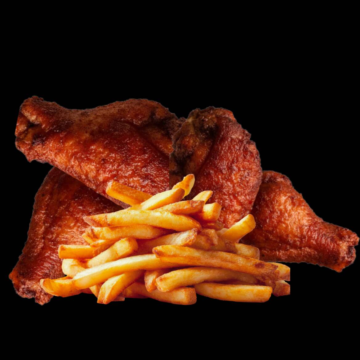 Alitas Buffalo y Papas Fritas (4 Unidades Grandes)