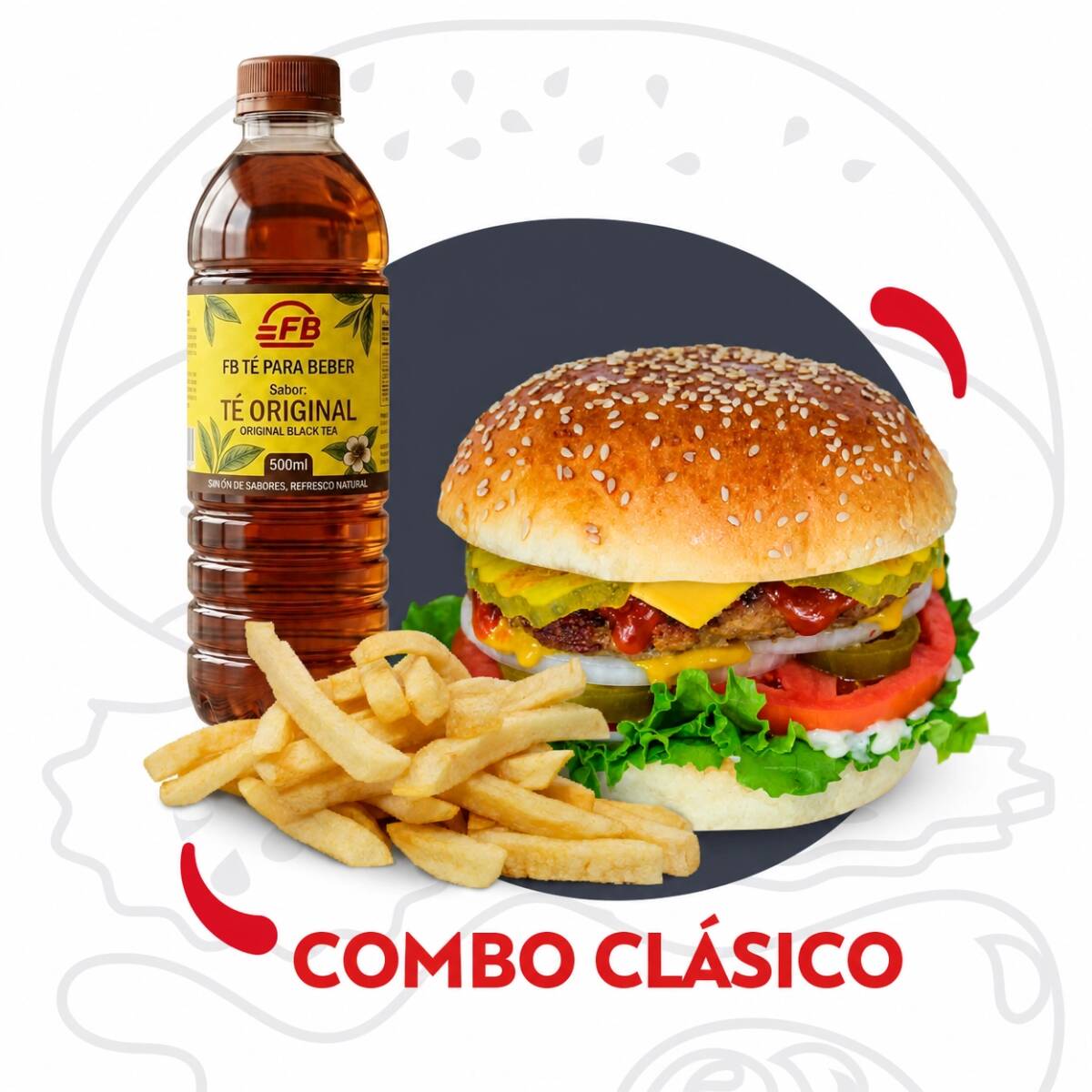 HAMBURGUESA CLASICA + AGUA