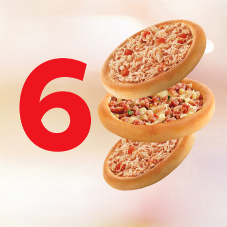 É impossível comer só uma! Aproveite para pedir e saborear, 6 Bib’sfihas de Frango ou Calabresa com Mussarela. Delícia!