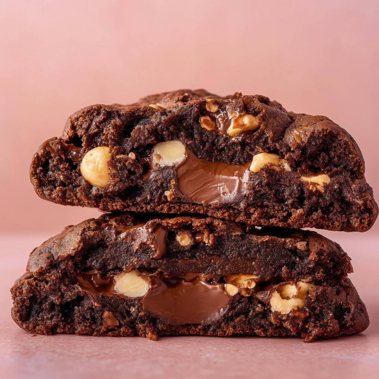 Delicioso cookie caseiro de massa black feita com chocolate 50%, recheado com a delicosa mistura de nutella e pedaços de amendoim torrado que traz aquele sabor inigualável do ferrero, finalizado com gotas de chocolate ao leite.