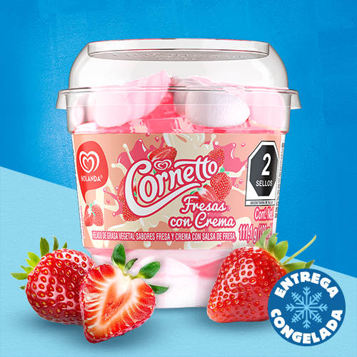 Copa Cornetto Fresas con Crema (2 Pzas)