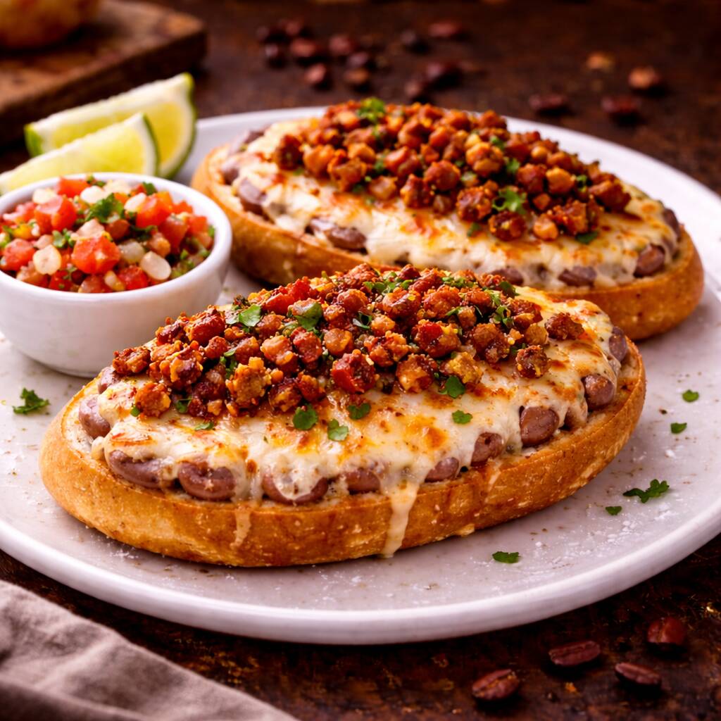 Molletes con chorizo