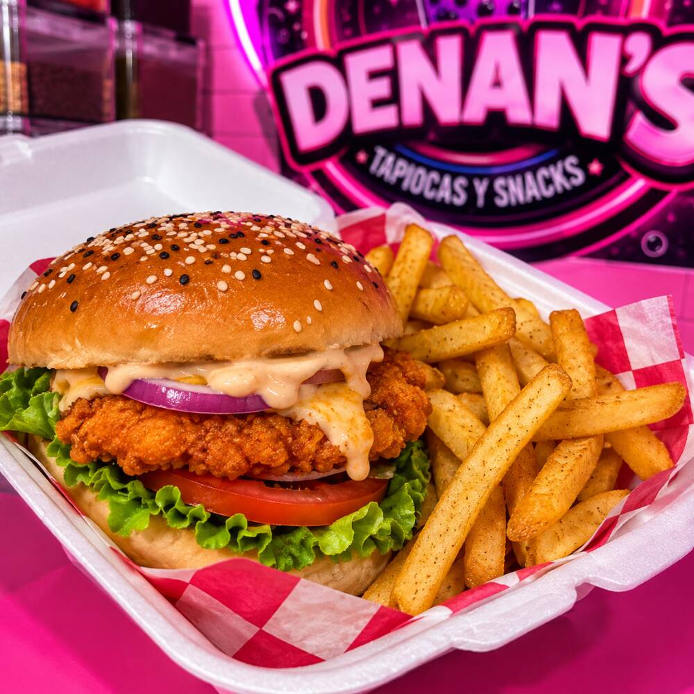 HAMBURGUESA DE POLLO CON PAPAS