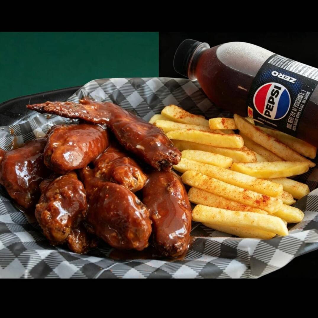 6 Alitas BBQ + Papas Fritas + Gaseosa 250ml