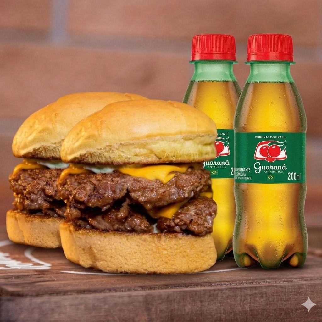 Combo Casal 2x Smash Duplo Burger + 2 Guaraná 200 ml