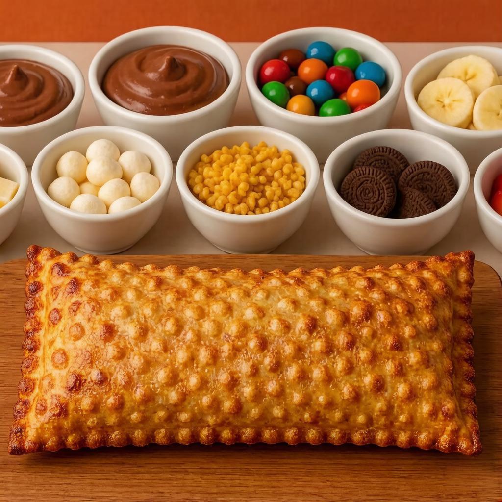 Aqui quem manda é você! Escolha seus recheios favoritos e crie o pastel doce. Tem chocolate, Nutella, morango, banana, marshmallow, confetes, chocoball e muito mais! Tudo isso dentro de uma massa crocante e quentinha de 20 cm. Combinações malucas ou clássicas? Você decide!