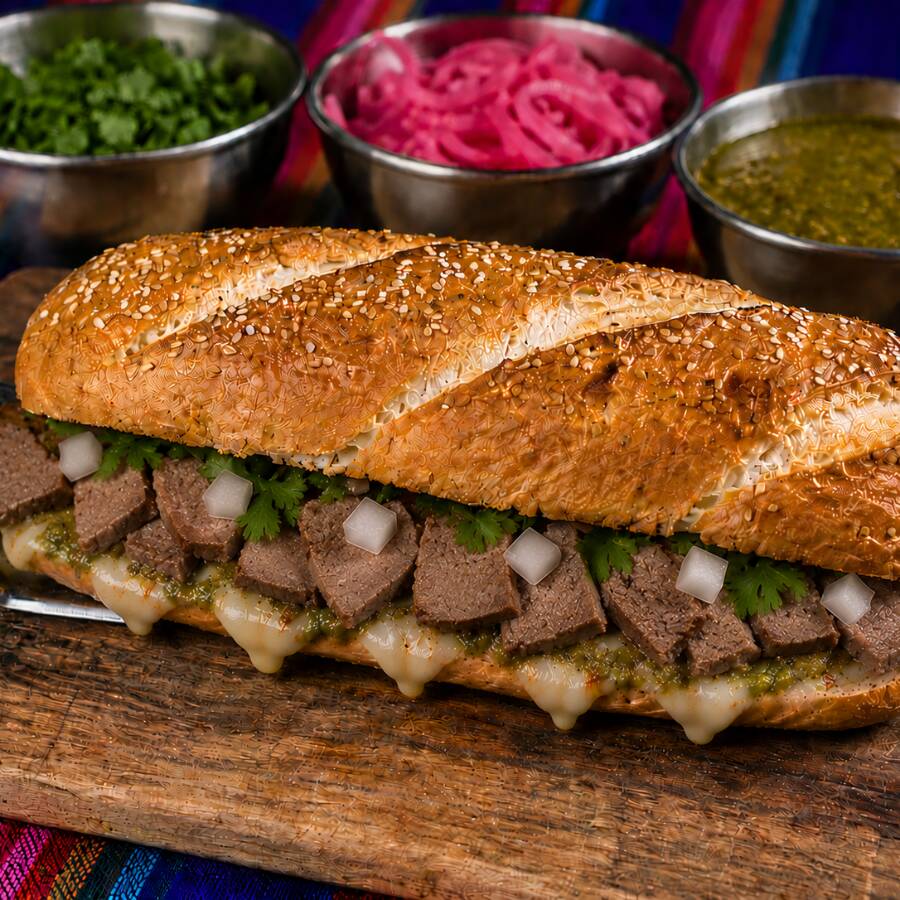 Baguette de lengua con aguacate