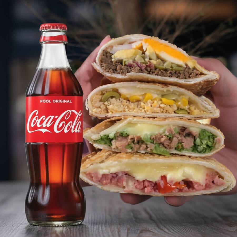 Massa crocante e sequinha, recheado de ponta a ponta com os recheios que você escolher na lista, e leva uma bebida grátis! É muita economia!