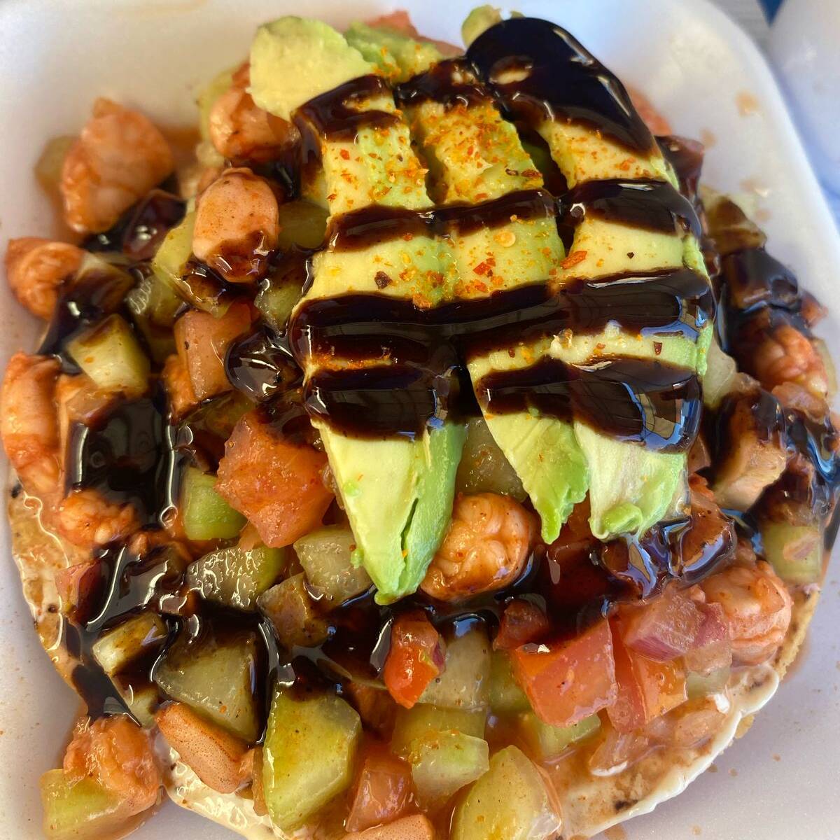 Tostada de Camaron Cocido