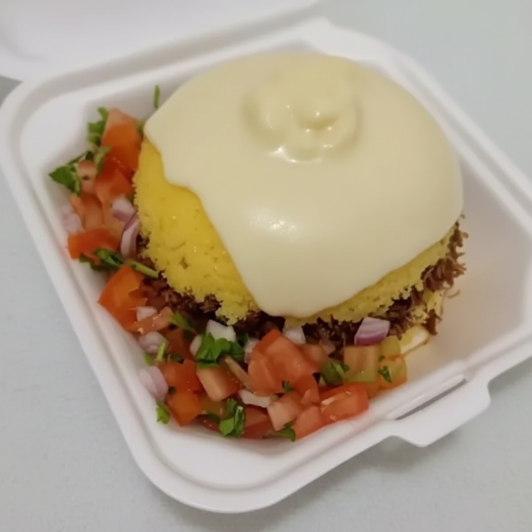 Cuscuz recheado com carne de sol catupiry tomate cebola