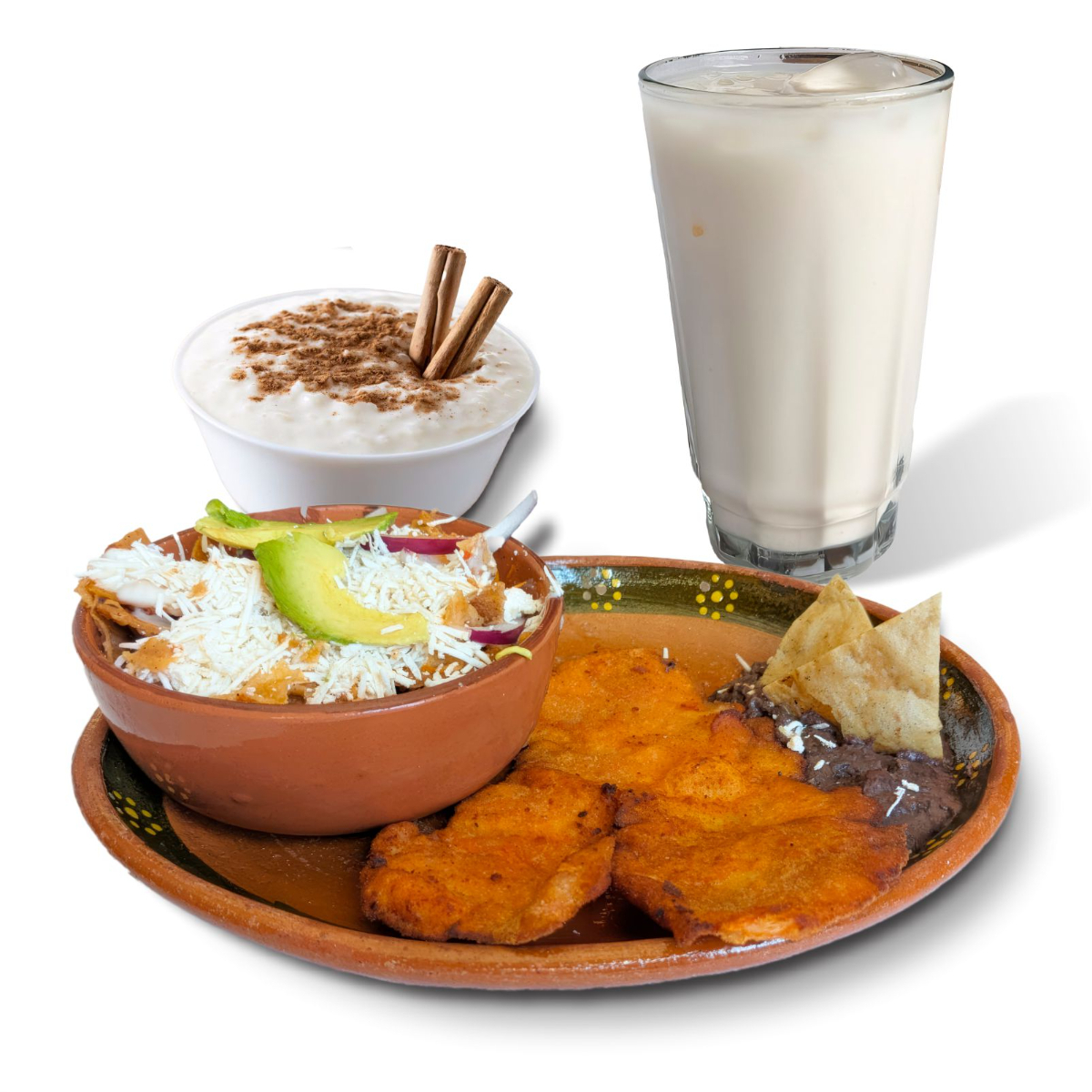¡Paquete!(Chilaquiles Milanesa + Horchata + Postr)
